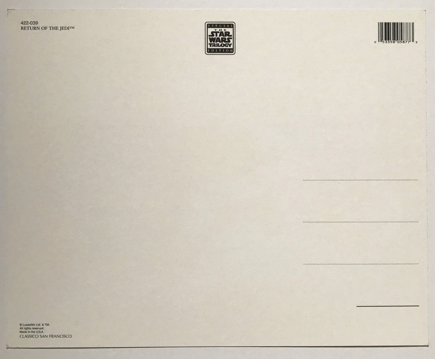 Original Poster Postcard 10 x 8 for a Star Wars Return of The Jedi fan v1