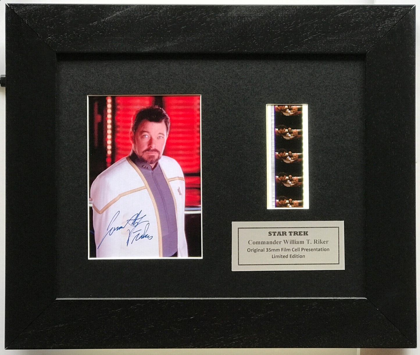 Hand Crafted Original 35mm film cells for a Star Trek Cmdr. W T RIKER fan + COA