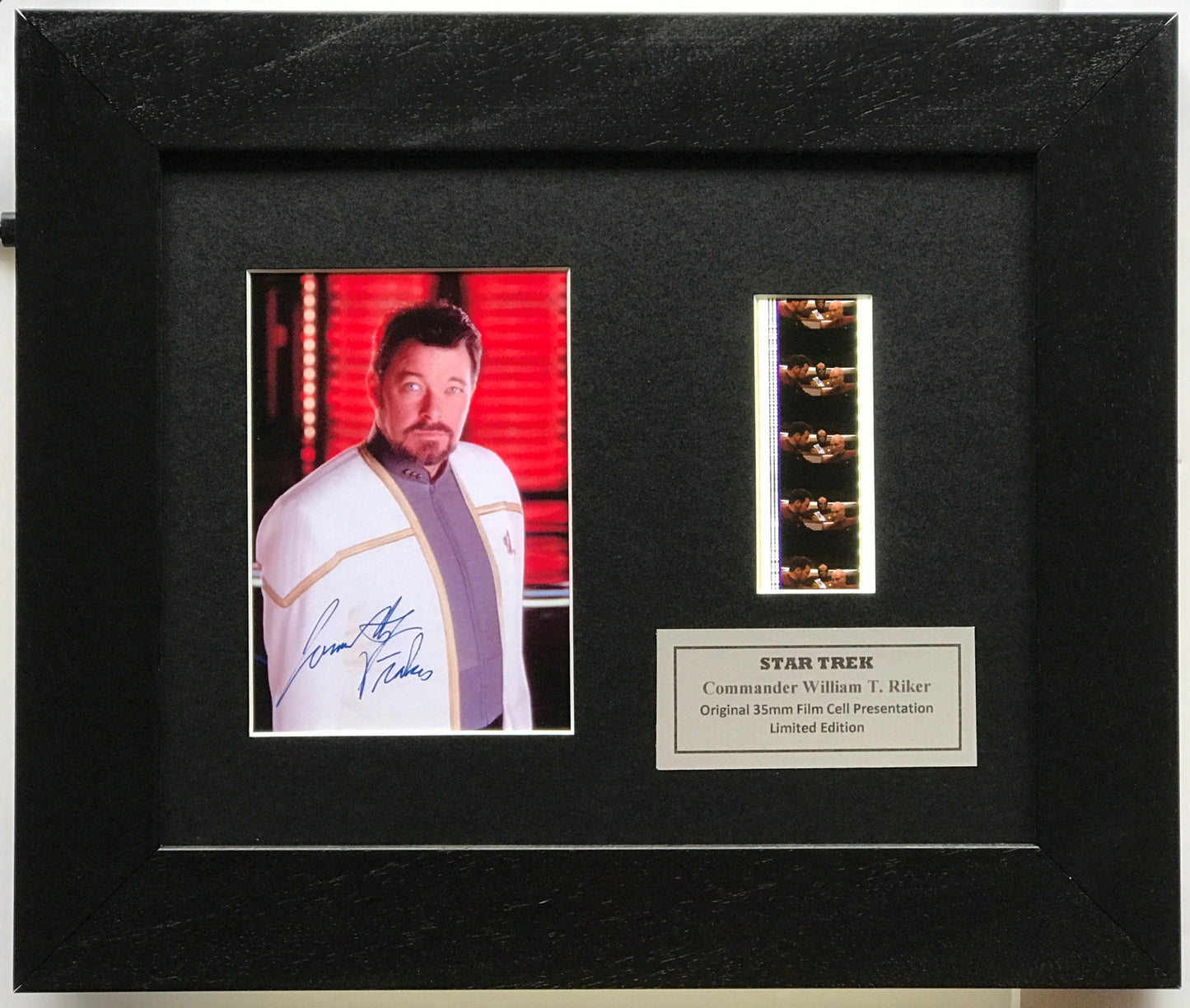 Hand Crafted Original 35mm film cells for a Star Trek Cmdr. W T RIKER fan + COA