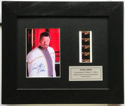 Hand Crafted Original 35mm film cells for a Star Trek Cmdr. W T RIKER fan + COA