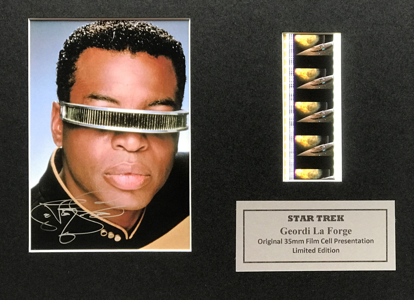 STAR TREK Geordi La Forge Original 35mm film cell Memorabilia + COA