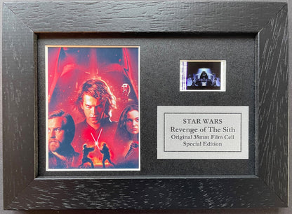 STAR WARS Ep III Original Mini 35mm Film Cells set in Quality Wood Frame + Coa