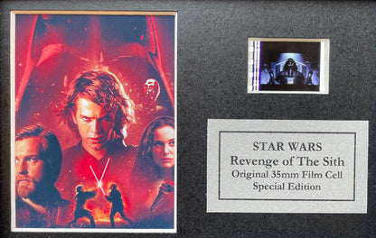 STAR WARS Ep III Original Mini 35mm Film Cells set in Quality Wood Frame + Coa