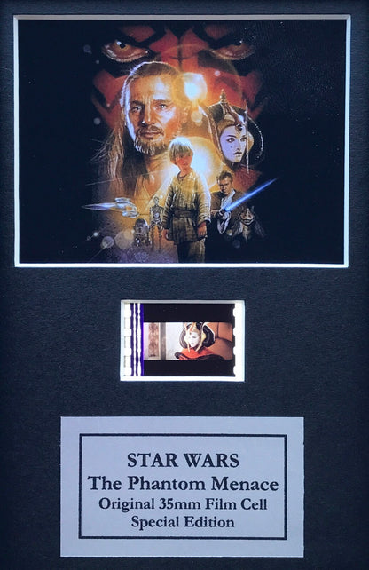 Handmade display inc original Mini 35mm film cells for a STAR WARS Ep 1 fan + COA