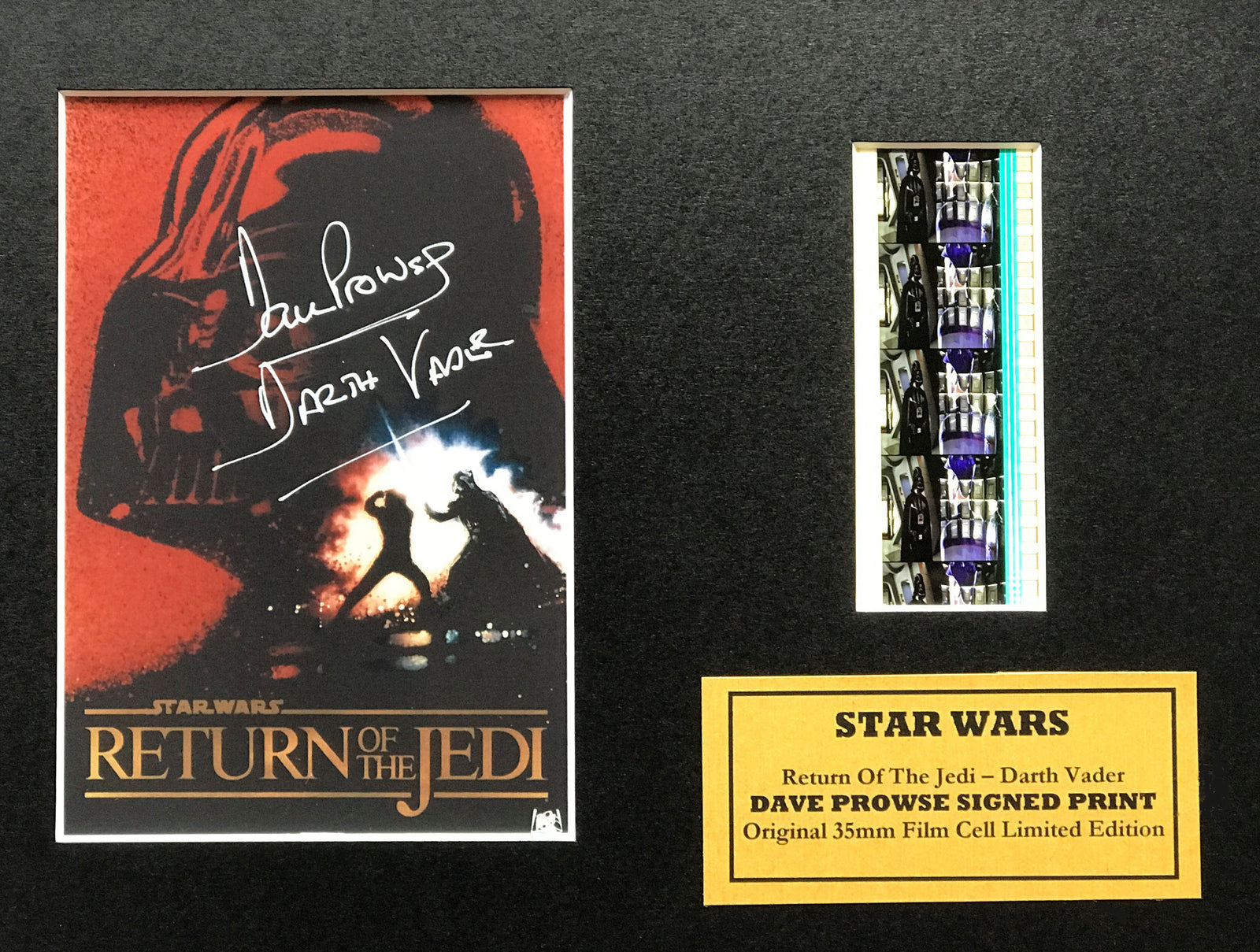 Hand crafted display featuring original 35mm film cells for a Star Wars fan vSRD