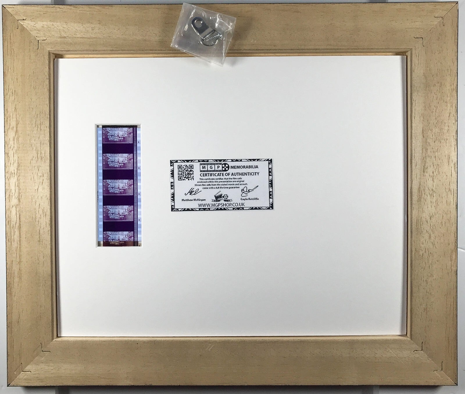 Hand Crafted display featuring original 35mm film cells for a WILLY WONKA fan + COA