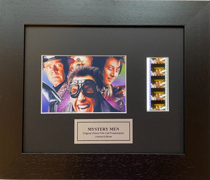 Handmade display featuring original 35mm film cells for MYSTERY MEN fans + COA