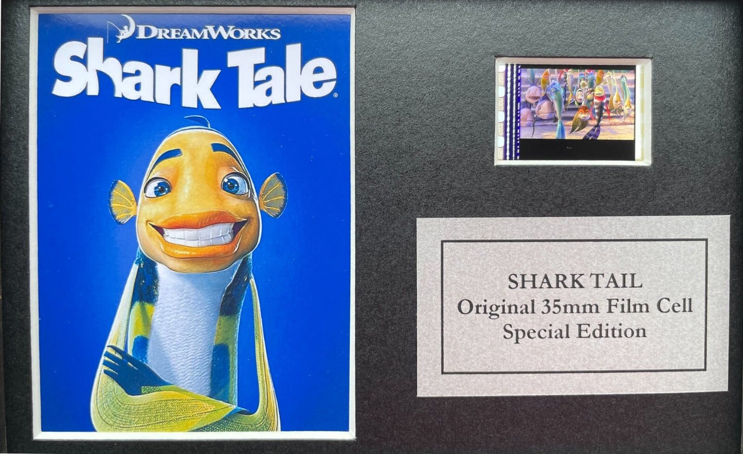 Hand crafted display featuring original Mini film cells for a SHARK TALE fan