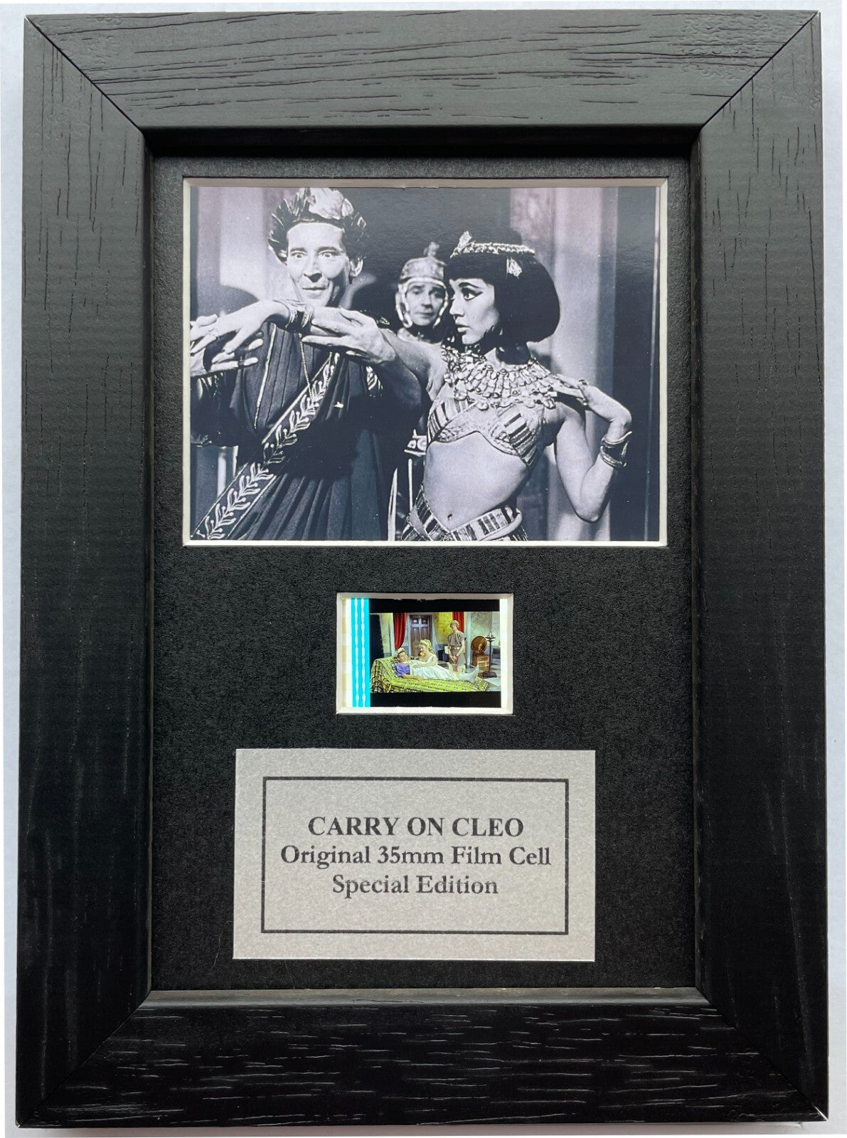 Carry On Cleo Original Mini 35mm Film Cells set within Quality Wood Frame + COA