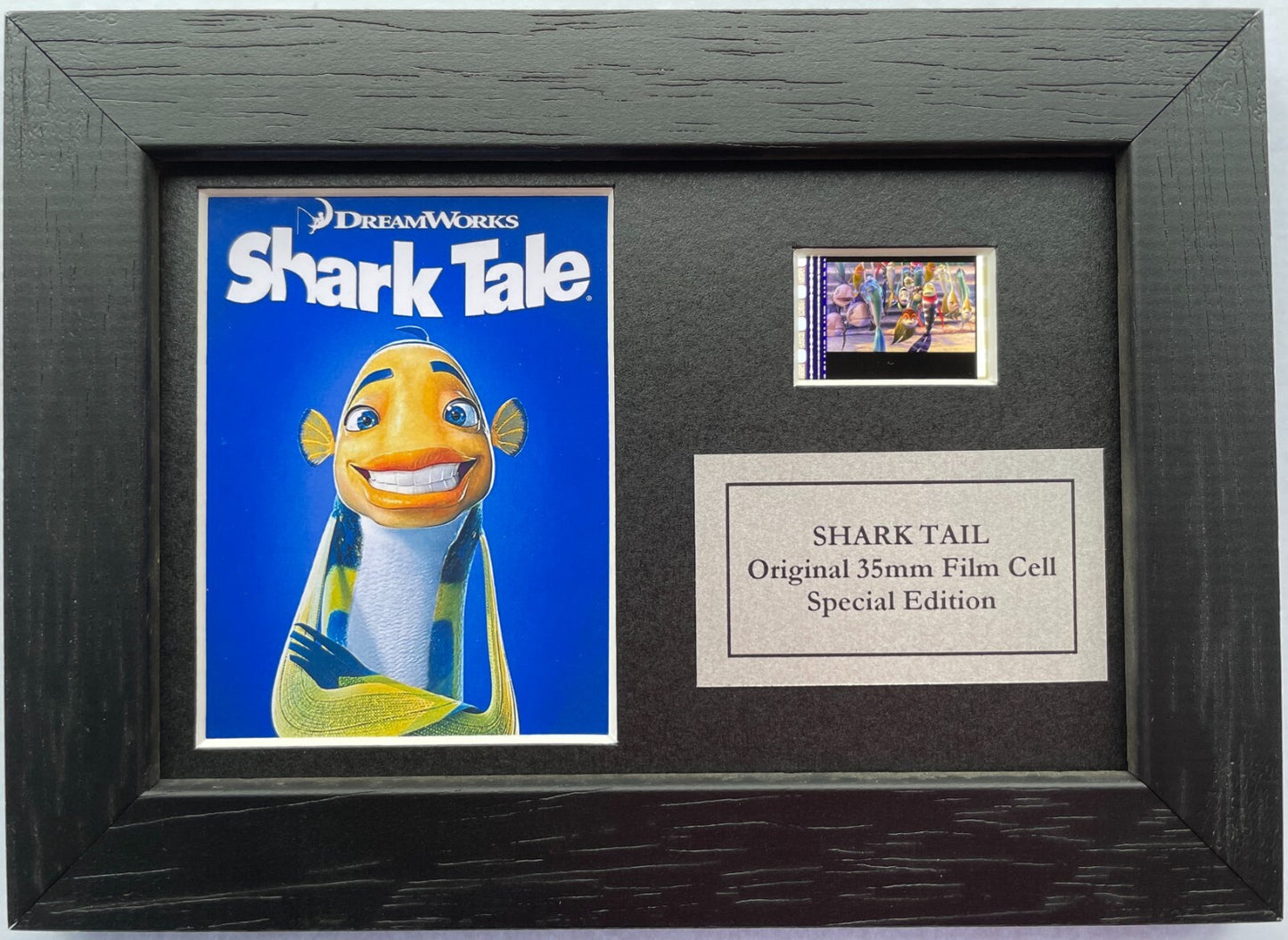 Hand crafted display featuring original Mini film cells for a SHARK TALE fan