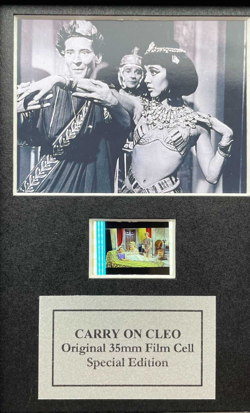 Carry On Cleo Original Mini 35mm Film Cells set within Quality Wood Frame + COA