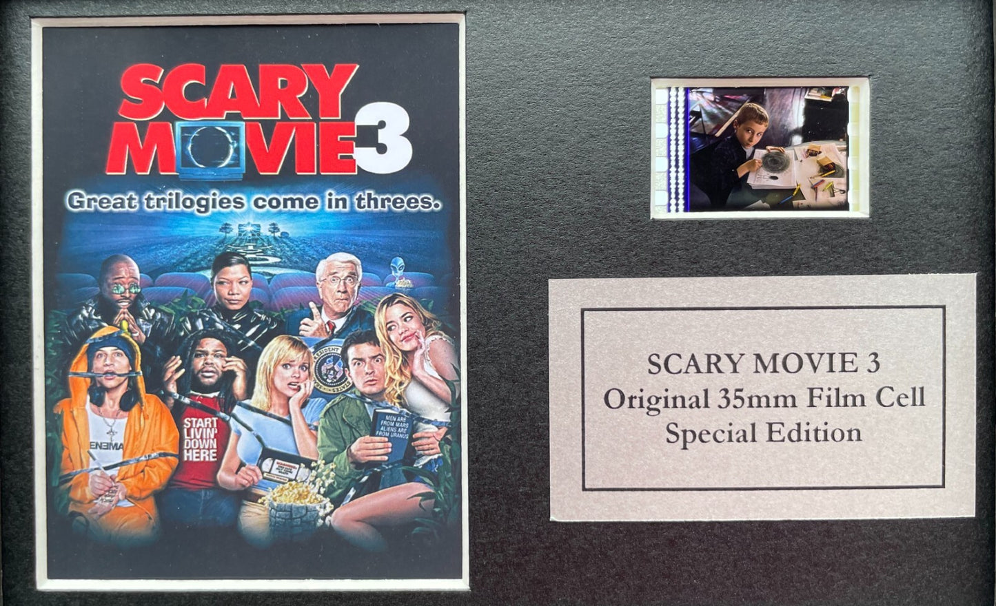 Handmade display inc original Mini 35mm film cells for SCARY MOVIE 3 fans + COA