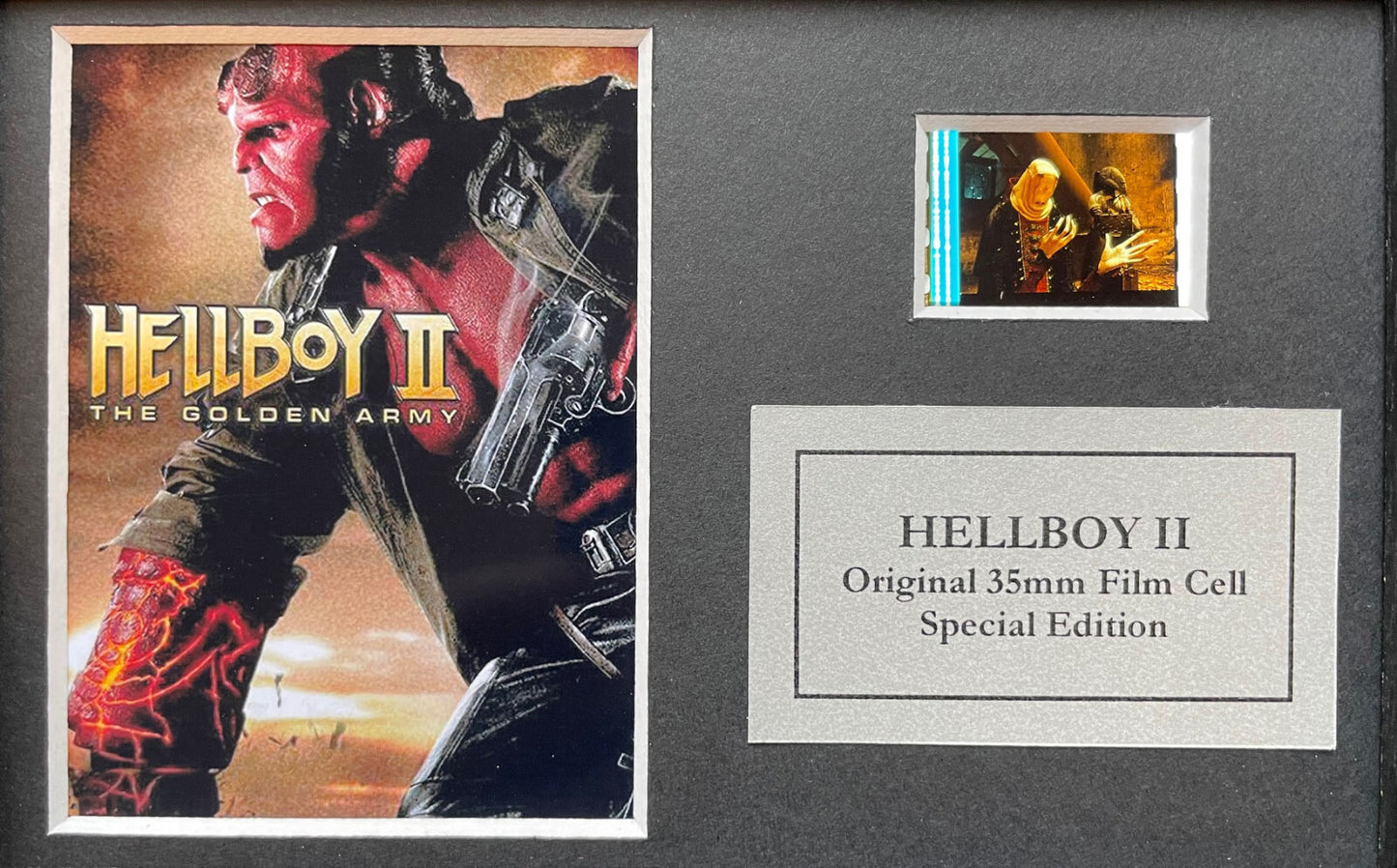 Hand crafted display featuring original Mini 35mm film cells for HELLBOY 11 fans