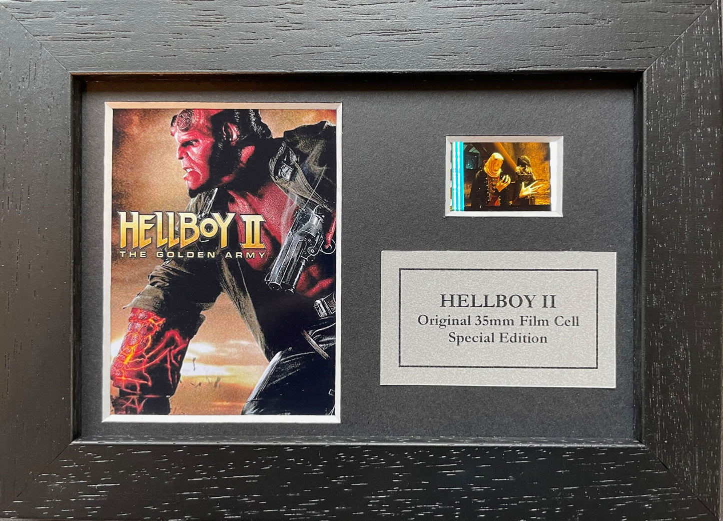 Hand crafted display featuring original Mini 35mm film cells for HELLBOY 11 fans