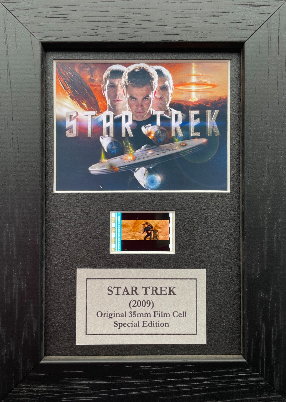 Hand crafted display featuring original film cells for Star Trek (2009) fans