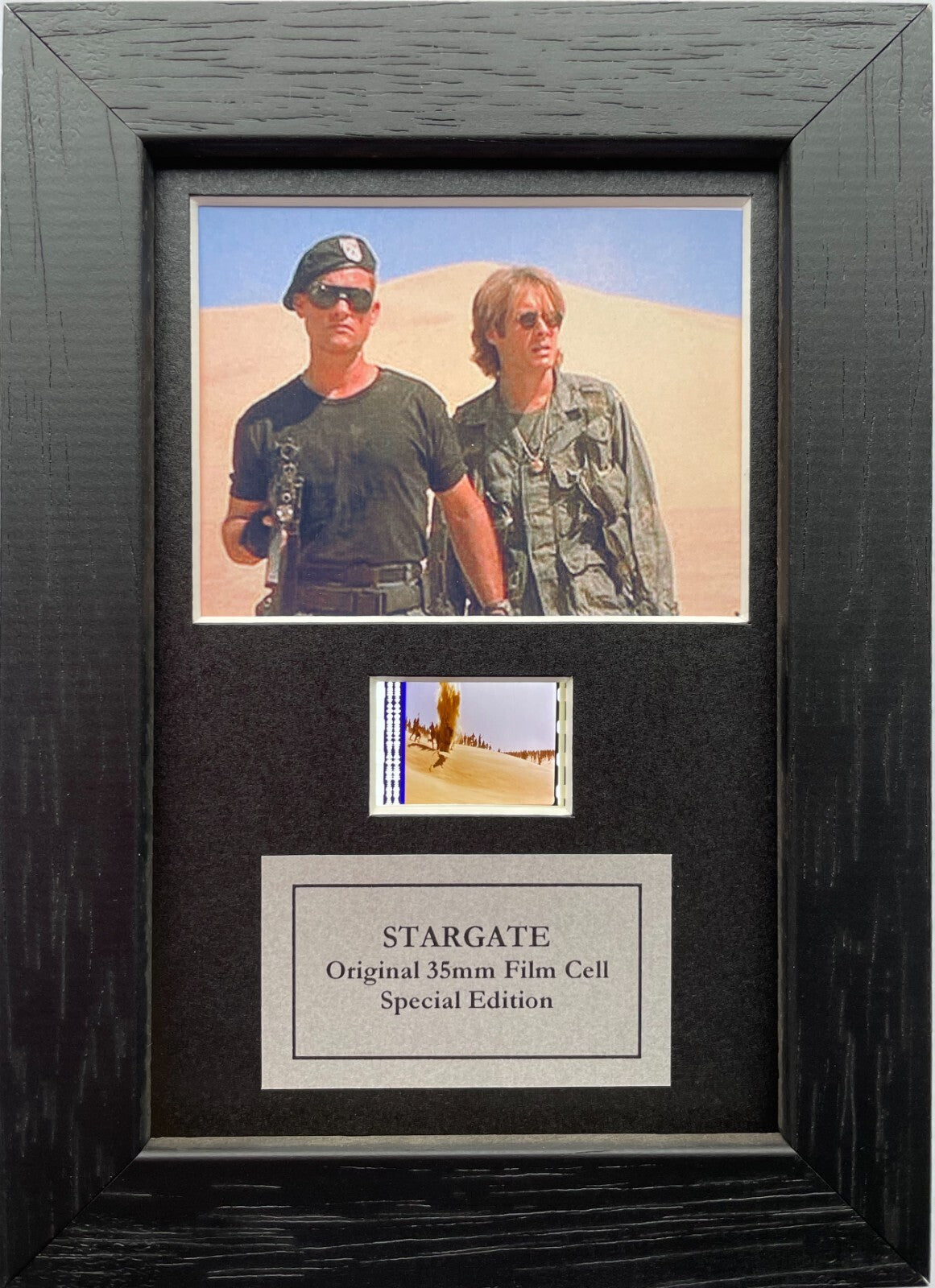 Hand crafted display featuring original Mini 35mm film cells for STARGATE fans