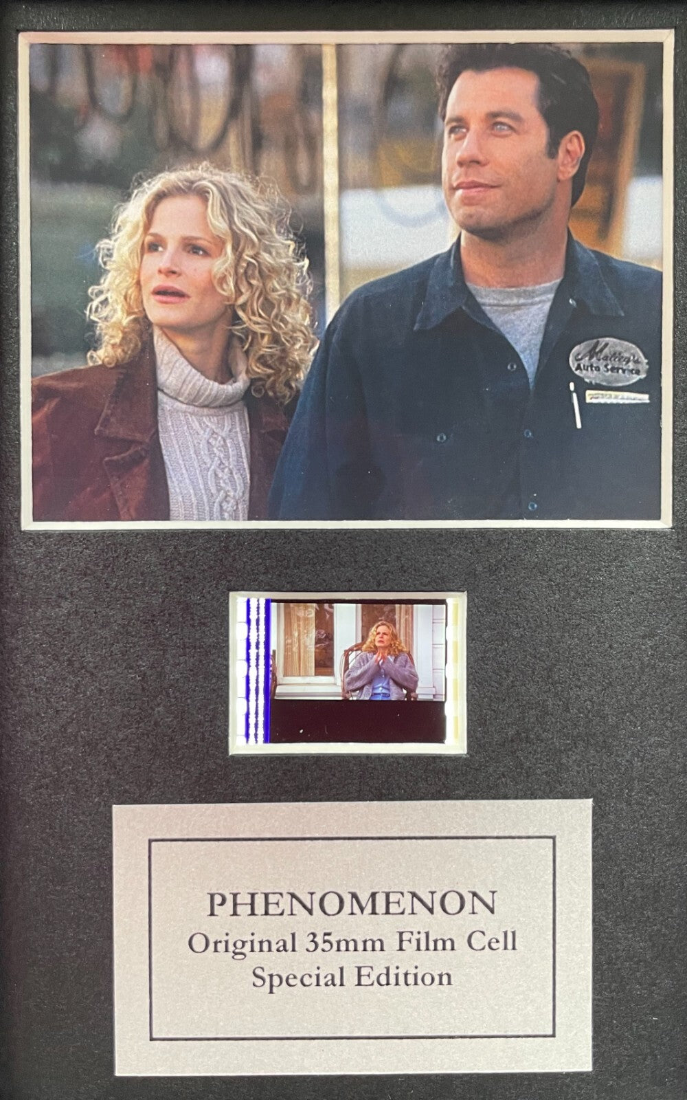 Handmade display featuring original Mini 35mm film cells for a Phenomenon fan