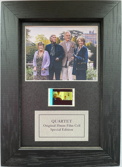 Hand crafted display featuring original Mini 35mm film cells for a QUARTET fan