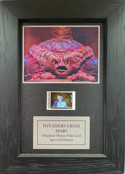 Handmade display featuring original Mini film cells for INVADERS FROM MARS fans