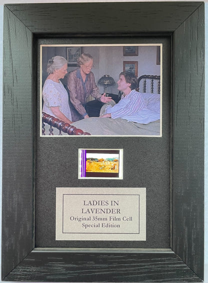 Handmade display featuring original Mini film cells for LADIES IN LAVENDER fans