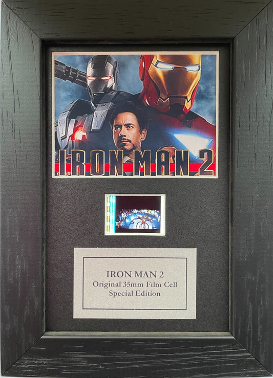 Hand crafted display featuring original Mini 35mm film cells for IRON MAN 2 fans
