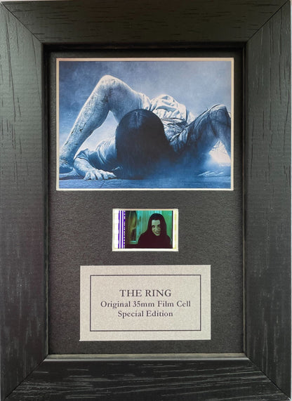 Hand crafted display featuring original Mini 35mm film cells for THE RING fans