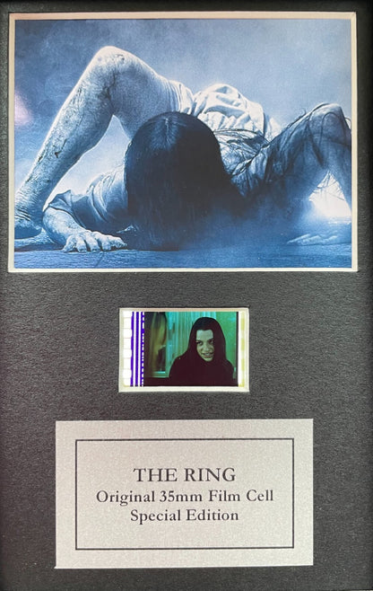 Hand crafted display featuring original Mini 35mm film cells for THE RING fans