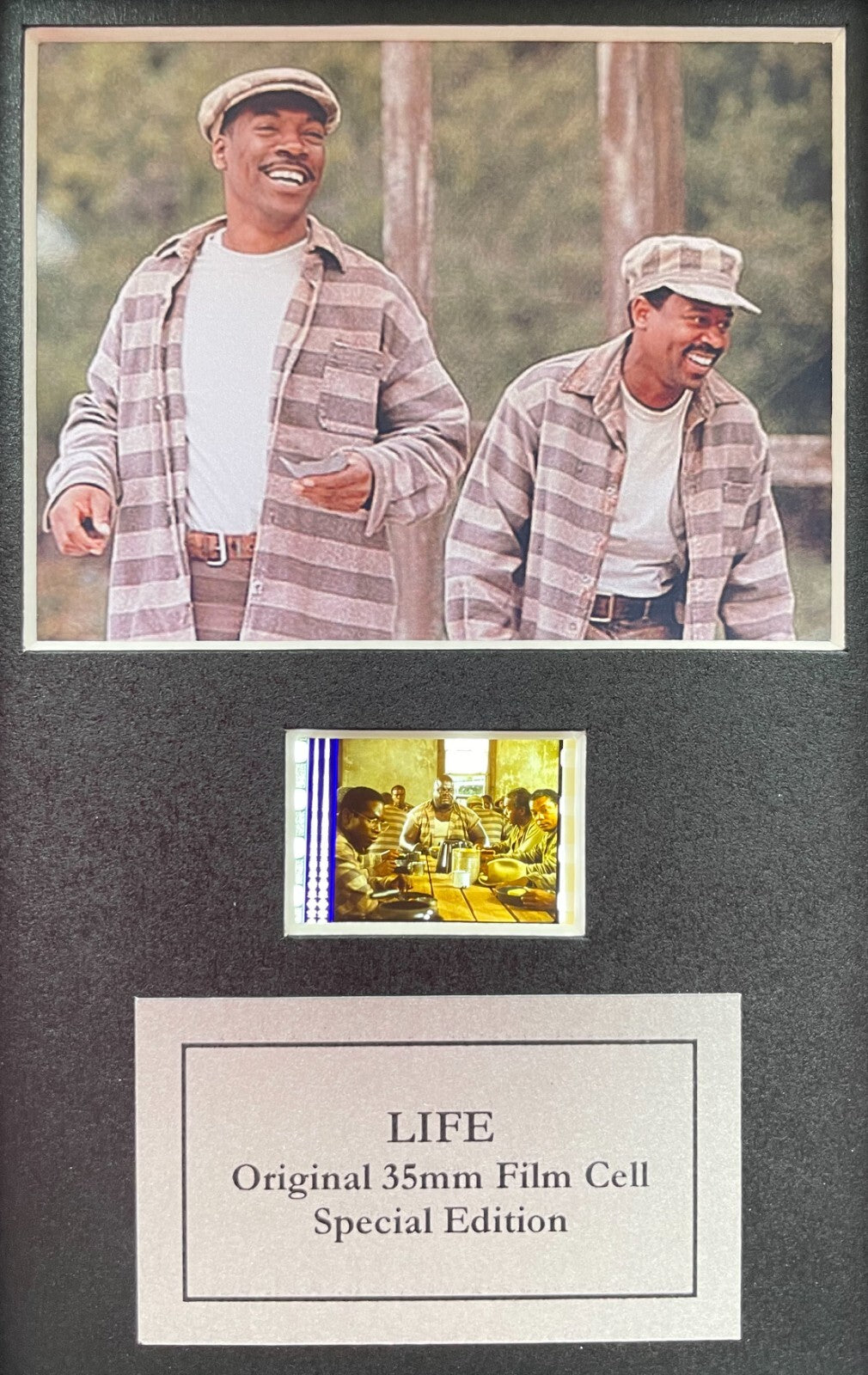 Handmade display featuring original Mini 35mm film cells for LIFE 0F 1999 fans