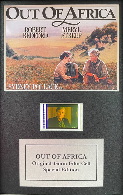 Handmade display featuring original Mini 35mm film cell for an OUT OF AFRICA fan
