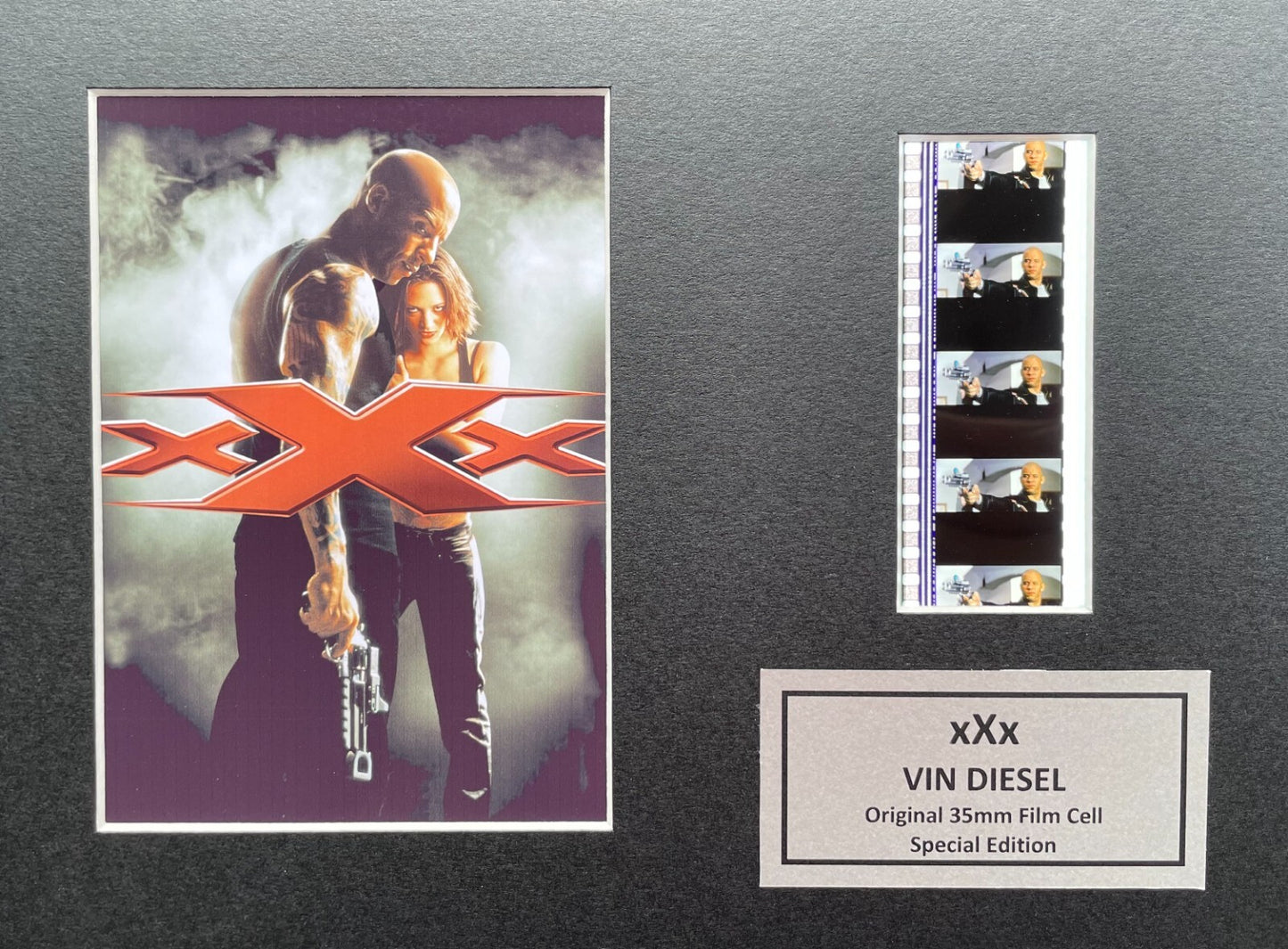Handmade display featuring original 35mm film cells for xXx Vin Diesel fans v2