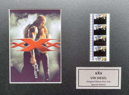Handmade display featuring original 35mm film cells for xXx Vin Diesel fans v2