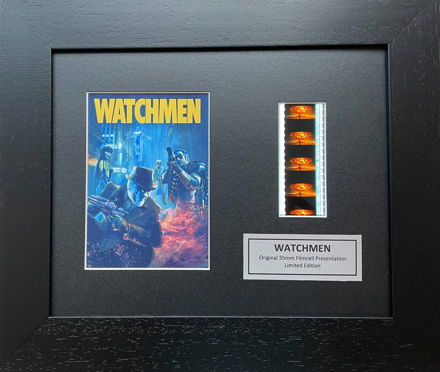Hand crafted display featuring original 35mm film cells for a WATCHMEN fan v1