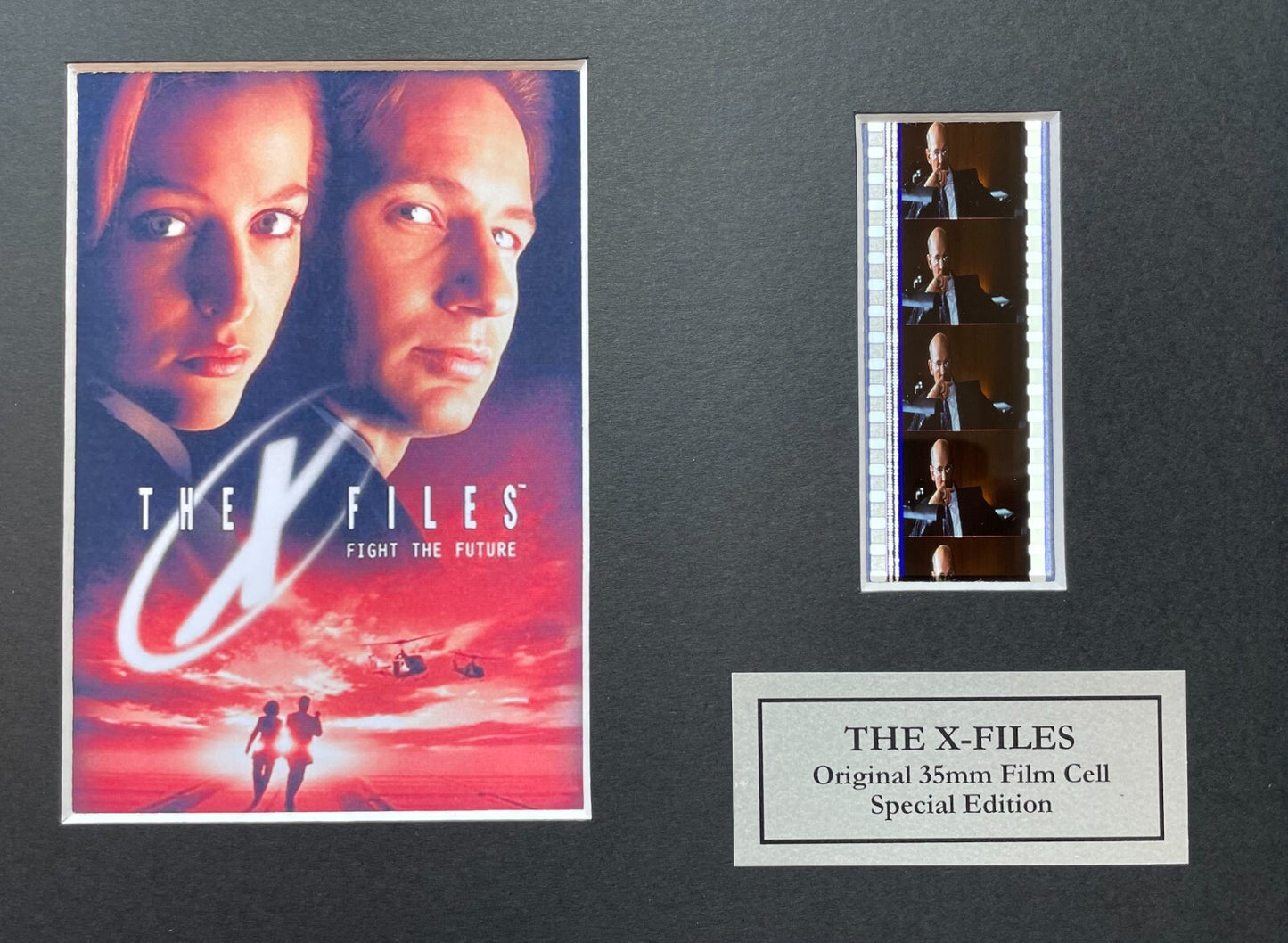 Hand crafted display featuring original film cells for X-Files fans + COA