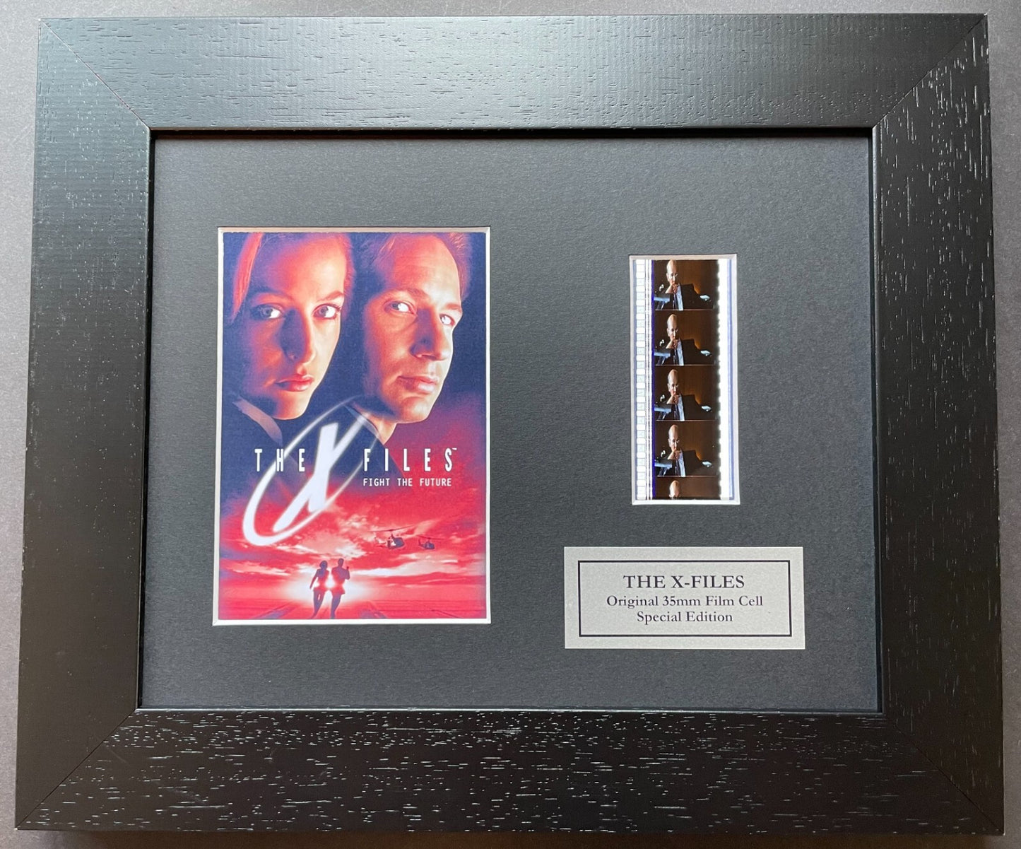 Hand crafted display featuring original film cells for X-Files fans + COA
