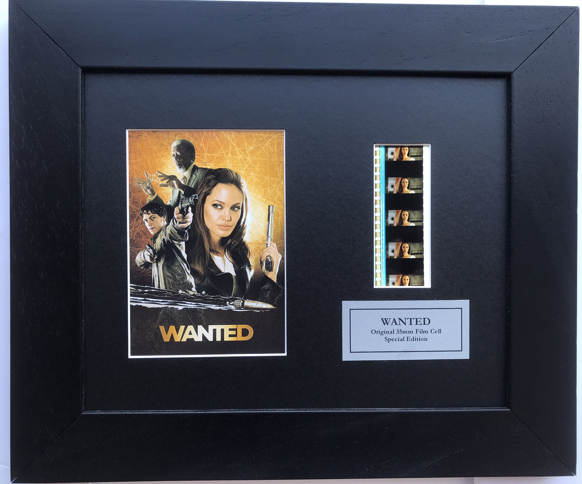 Hand crafted display featuring original filmcells for WANTED Angelina Jolie fans