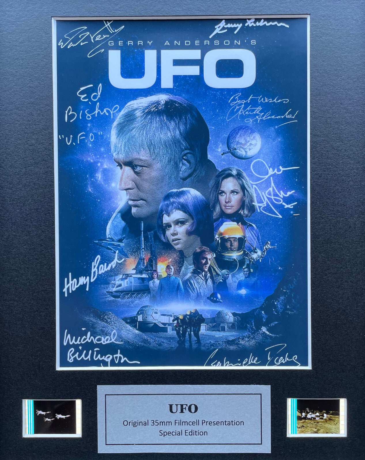 Handmade display featuring original 35mm film cells for UFO Gerry Anderson fans