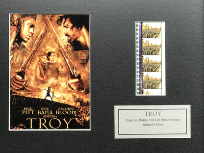 Handmade display featuring original 35mm film cells for a TROY fan + COA v1