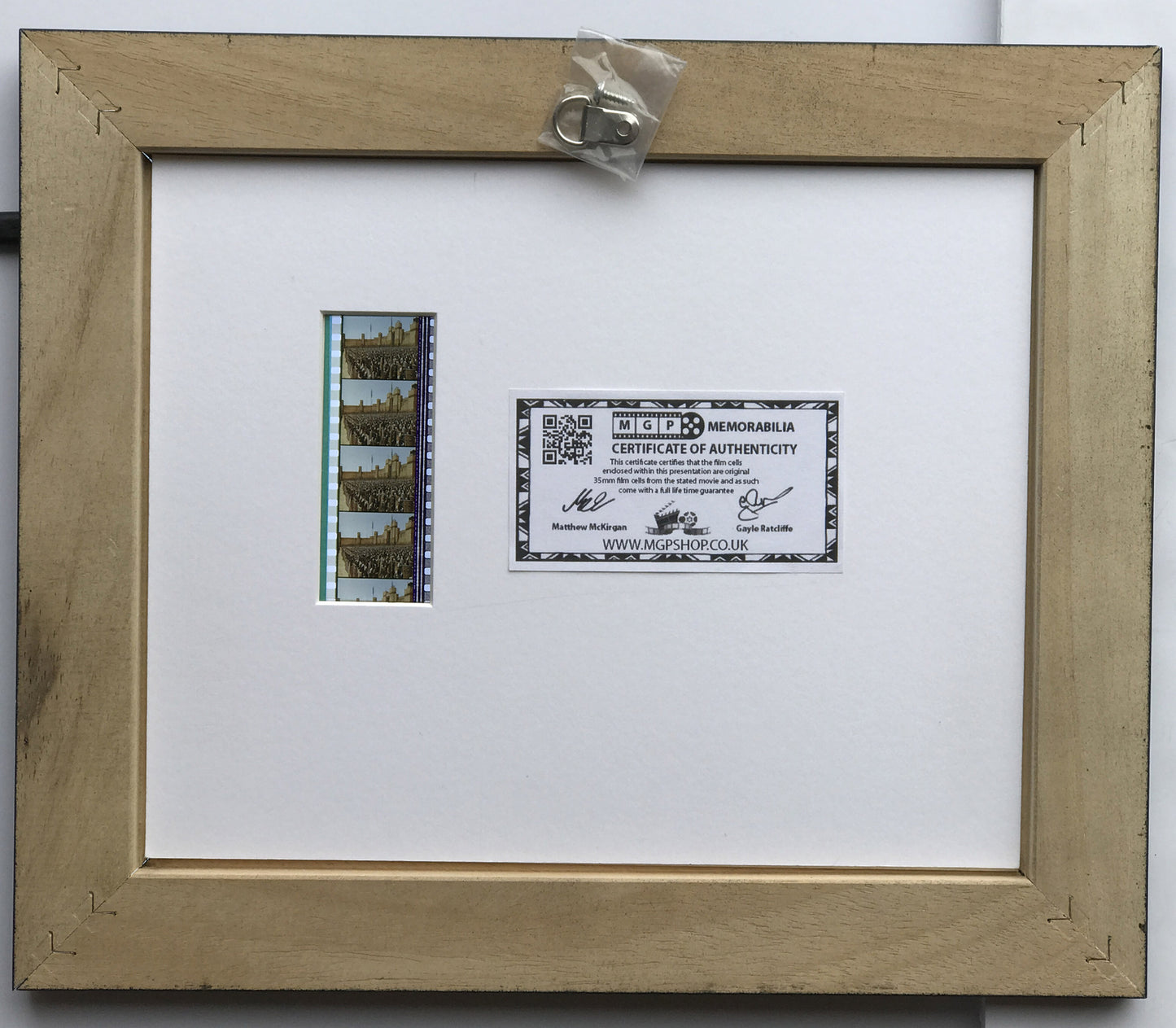 Handmade display featuring original 35mm film cells for a TROY fan + COA v1