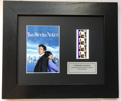 Hand Crafted display featuring original 35mm filmcells for TWO WEEKS NOTICE fans