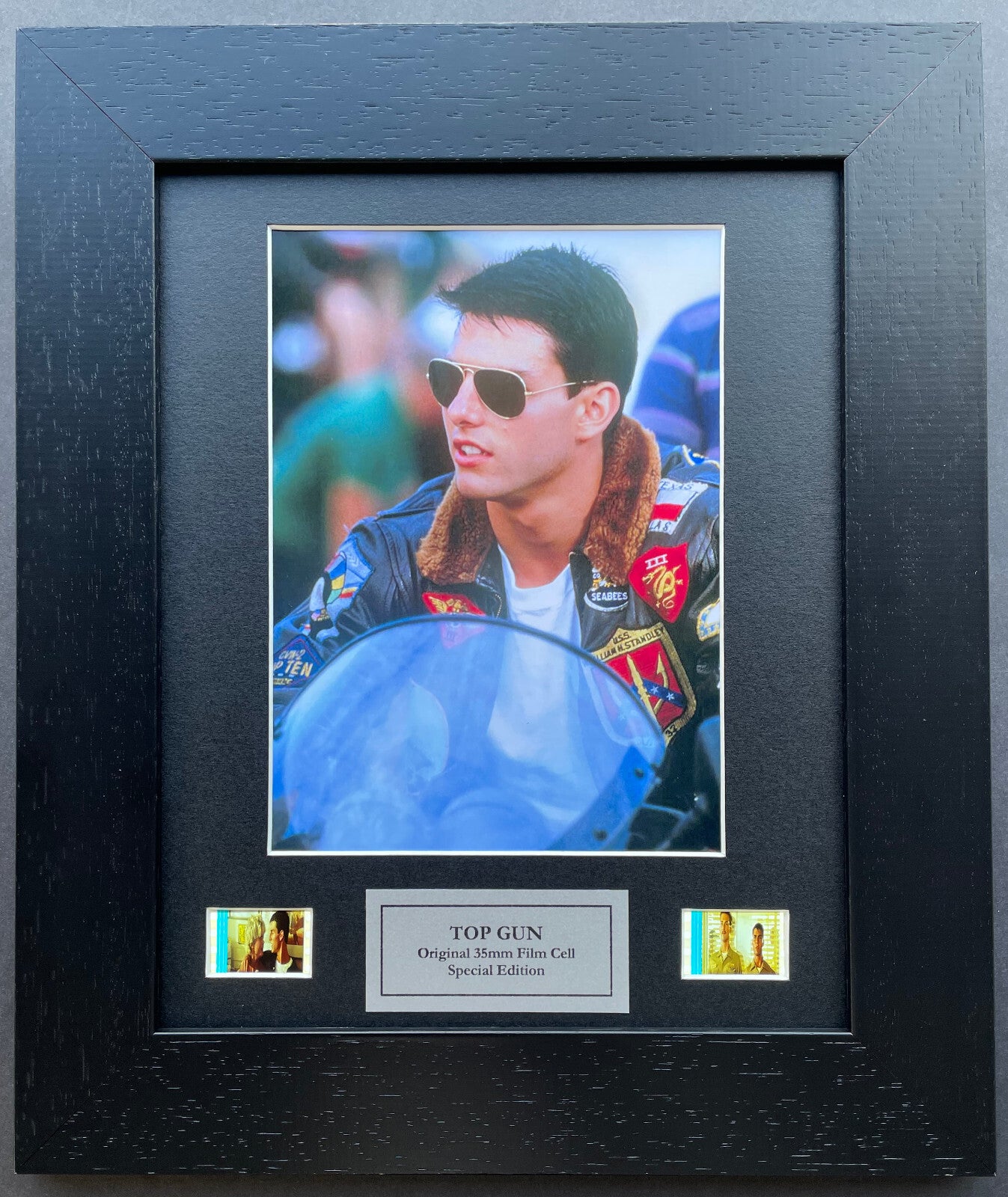 Hand crafted display featuring original film cells for a Top Gun fan + Coa