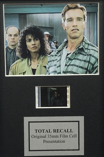 Handmade display featuring original Mini 35mm film cells for a TOTAL RECALL fan