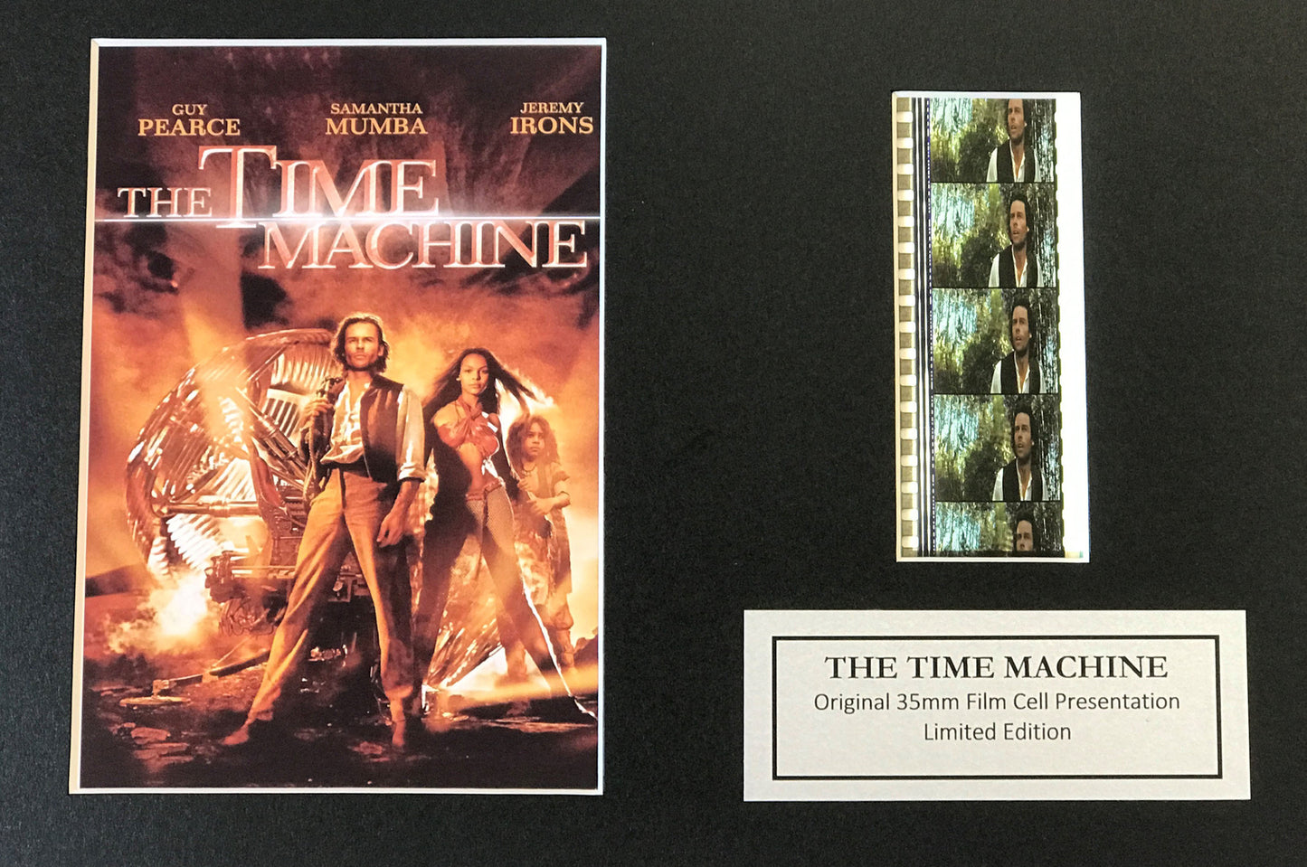 Hand crafted display featuring original 35mm film cells for The Time Machine fans + COA v1