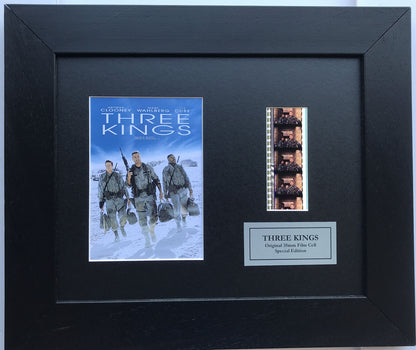 Hand crafted display featuring original 35mm film cells for THREE KINGS fans
