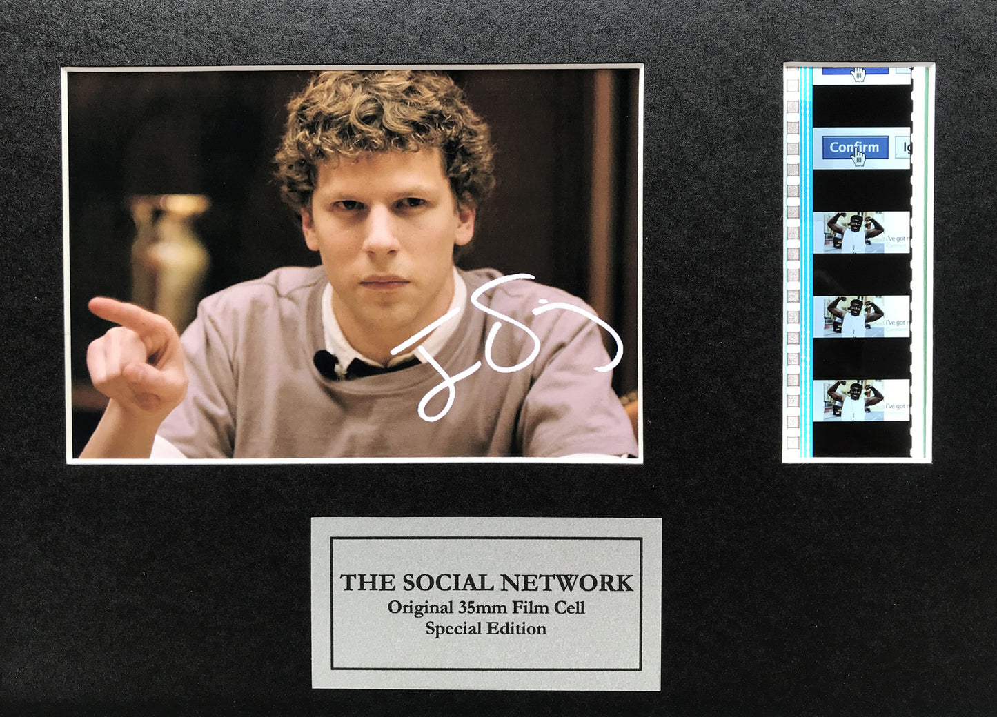 Hand crafted display featuring original film cells for THE SOCIAL NETWORK fans
