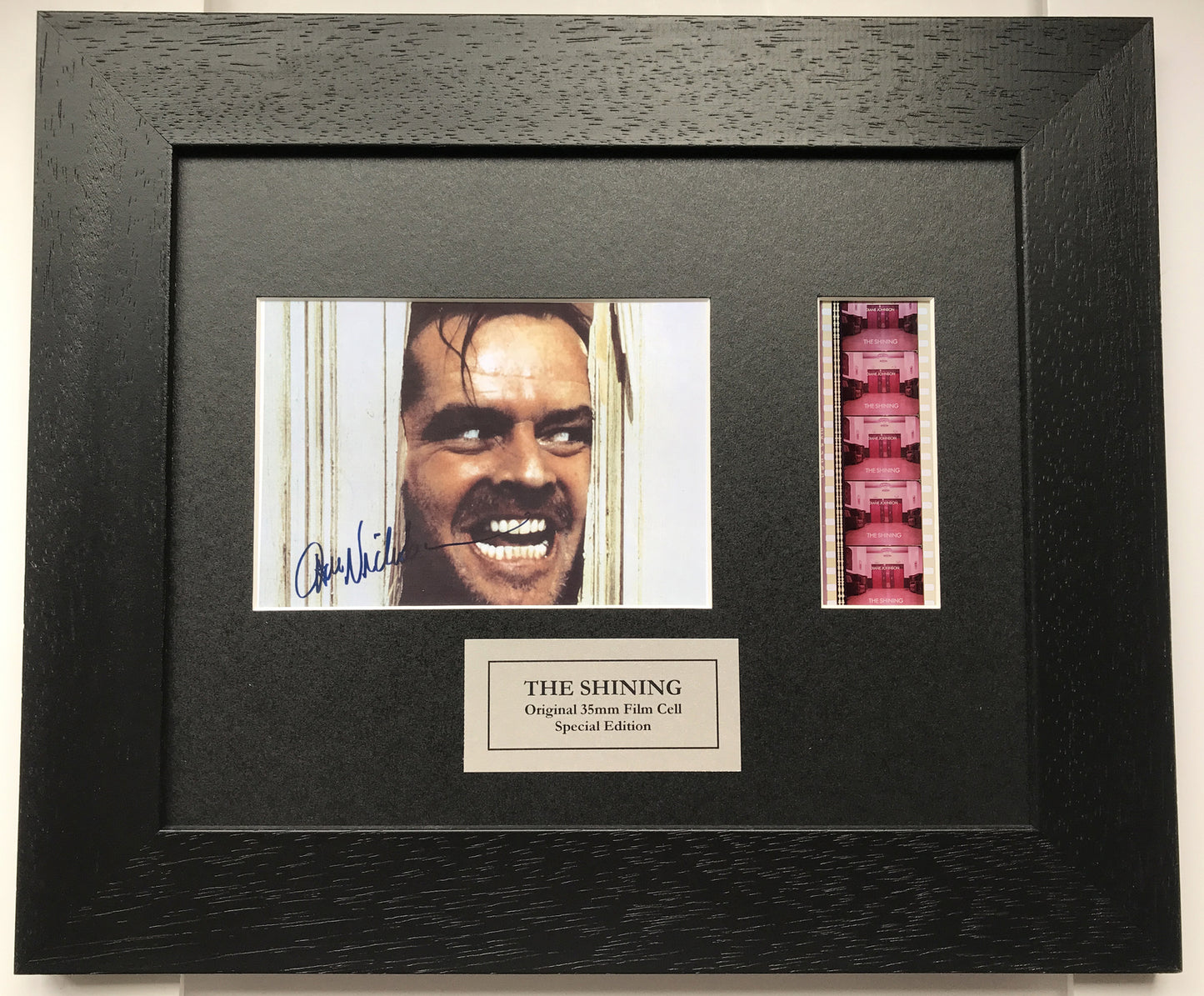 THE SHINING Original 35mm Film Cells set in Quality Wood Frame + Signed Repro