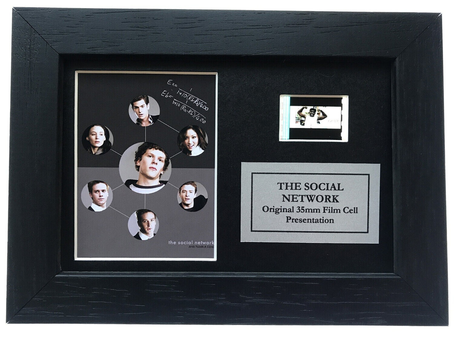 Hand crafted display inc original Mini film cells for THE SOCIAL NETWORK fans