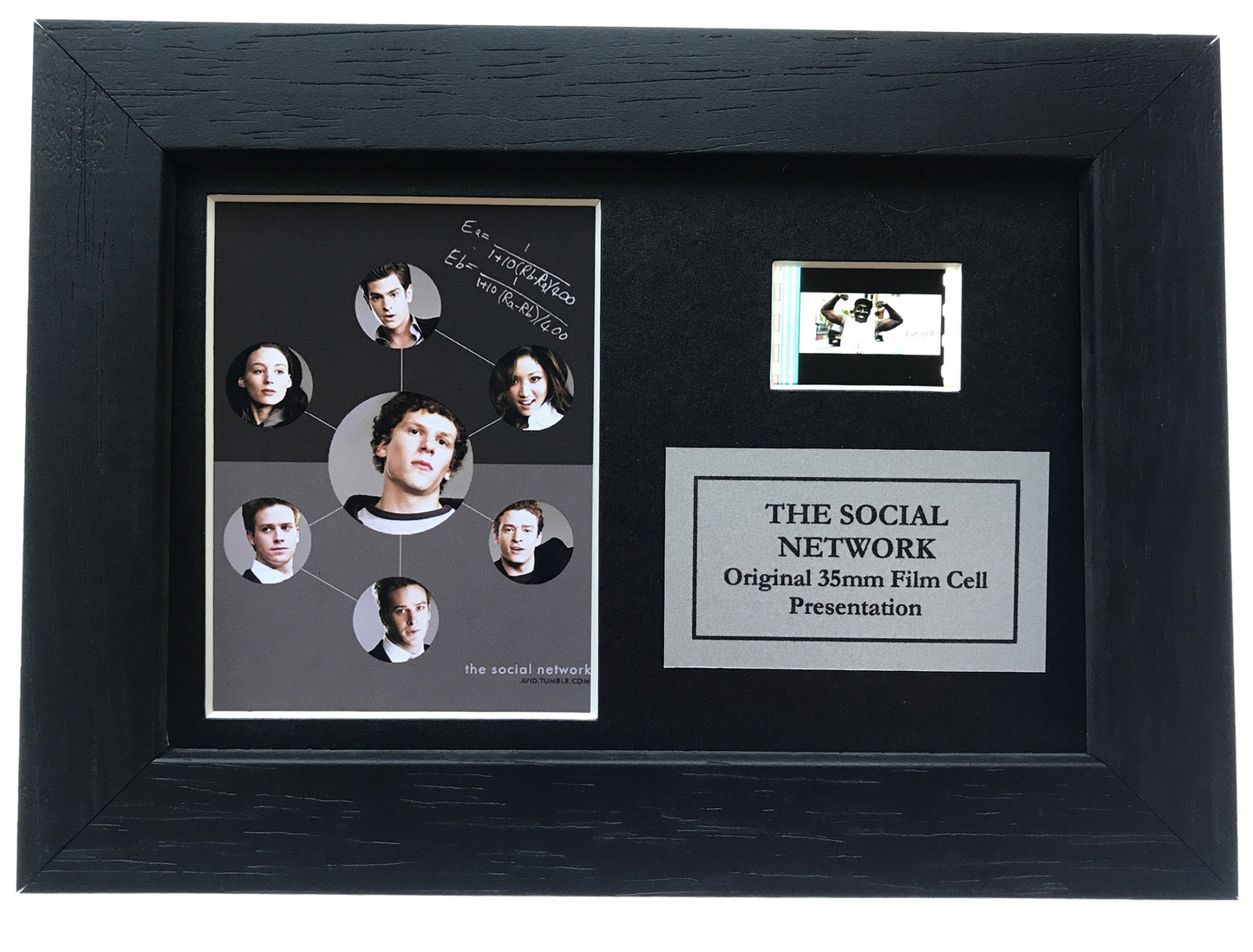 Hand crafted display inc original Mini film cells for THE SOCIAL NETWORK fans
