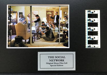 Hand crafted display featuring original 35mm film cells for THE SOCIAL NETWORK fans