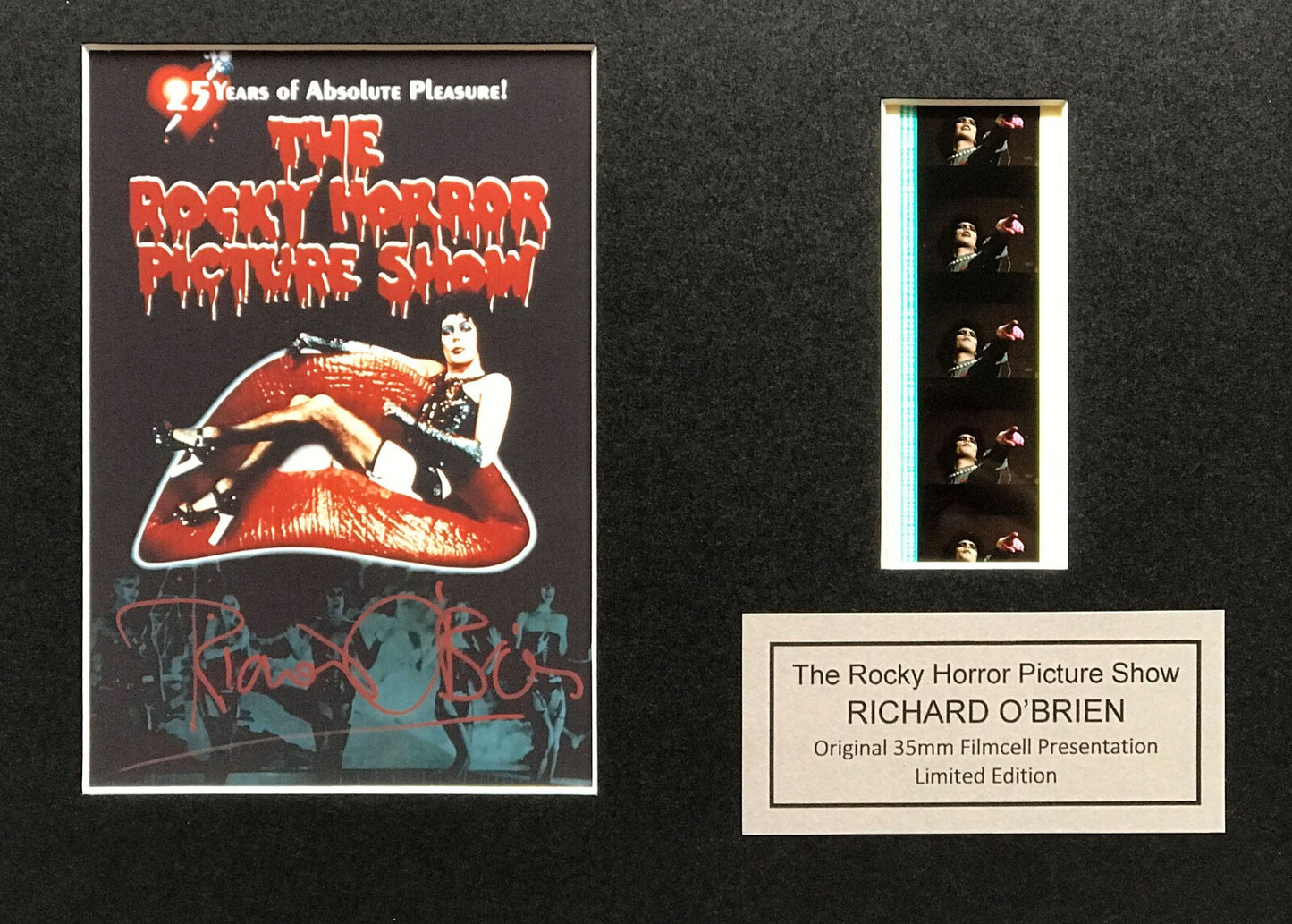 The Rocky Horror Show Cast Signed + Original 35mm Filmcells in Quality Wood Frame