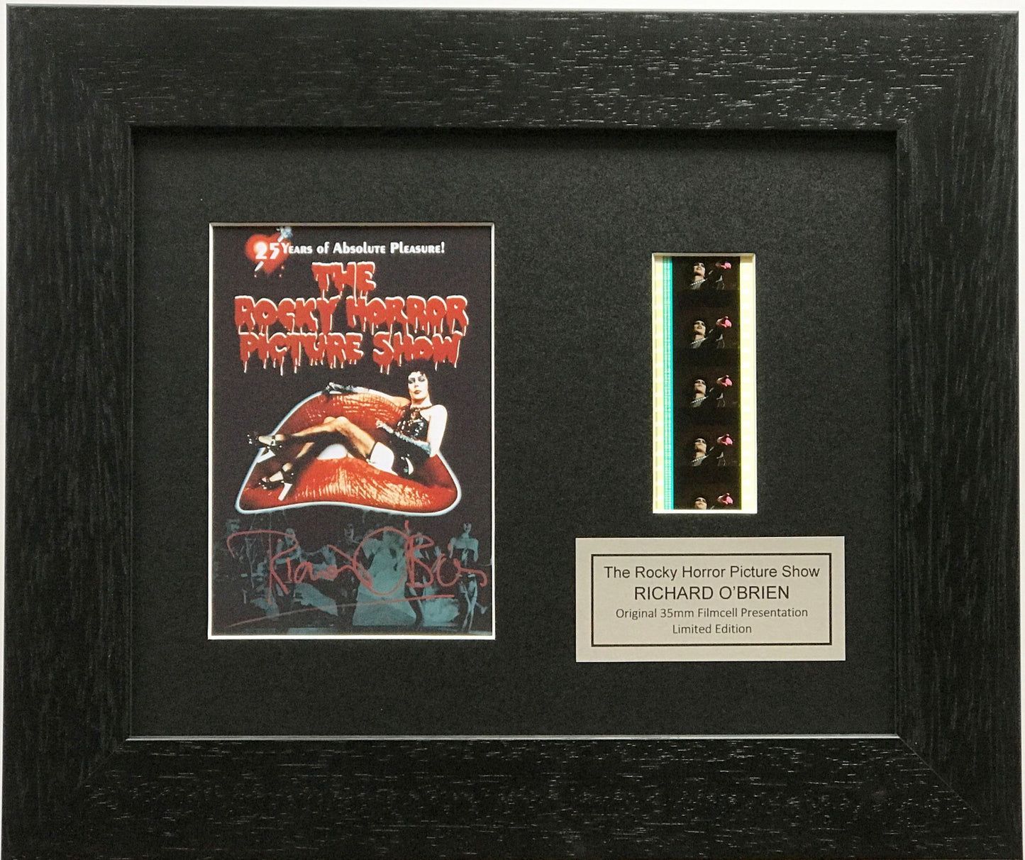 The Rocky Horror Show Cast Signed + Original 35mm Filmcells in Quality Wood Frame